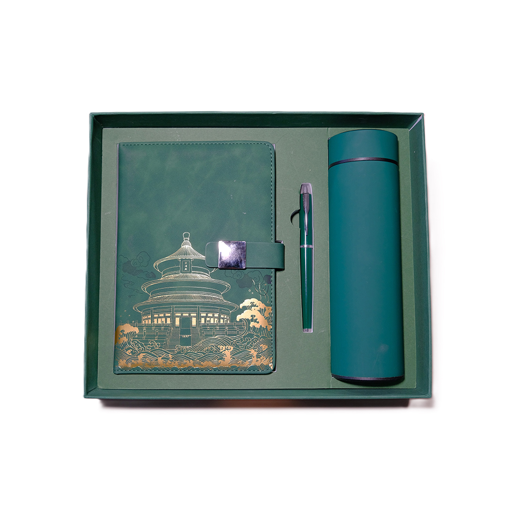 Ensemble cadeau HSS PU Leather Notebook National Trend Notebook Ensemble cadeau, y compris le stylo, la tasse d'eau et le sac cadeau