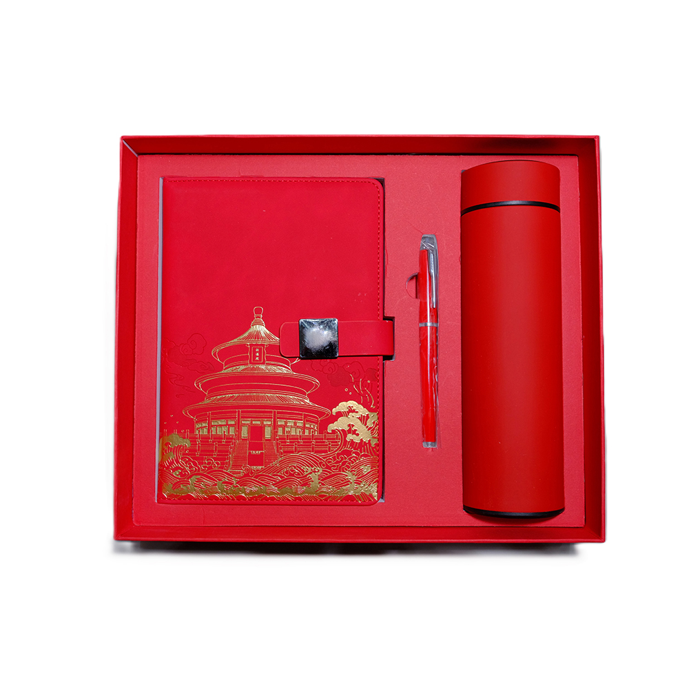 Ensemble cadeau HSS PU Leather Notebook National Trend Notebook Ensemble cadeau, y compris le stylo, la tasse d'eau et le sac cadeau